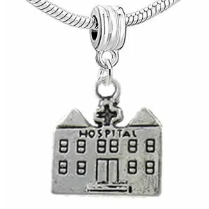 Hospital Building Dangle Charm Bead For Snake Charm Bracelet