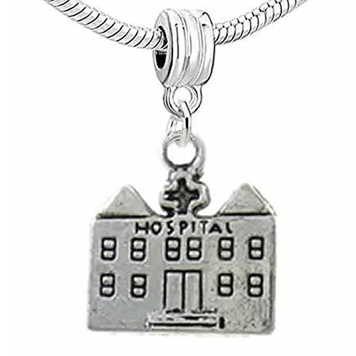 Hospital Building Dangle Charm Bead For Snake Charm Bracelet