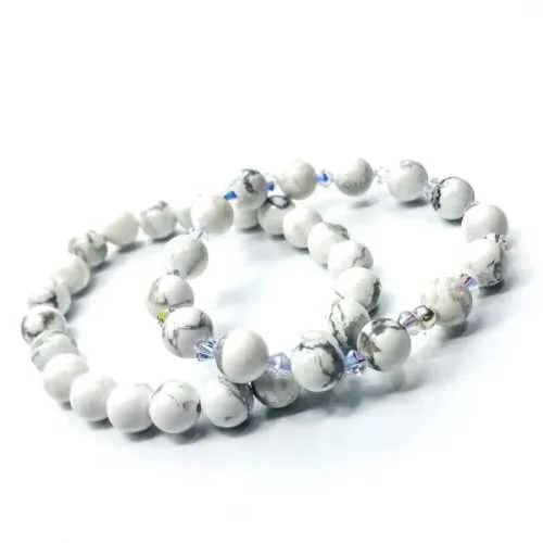 Howlite Gemstone / Swarovski Crystals Bracelet size 8mm