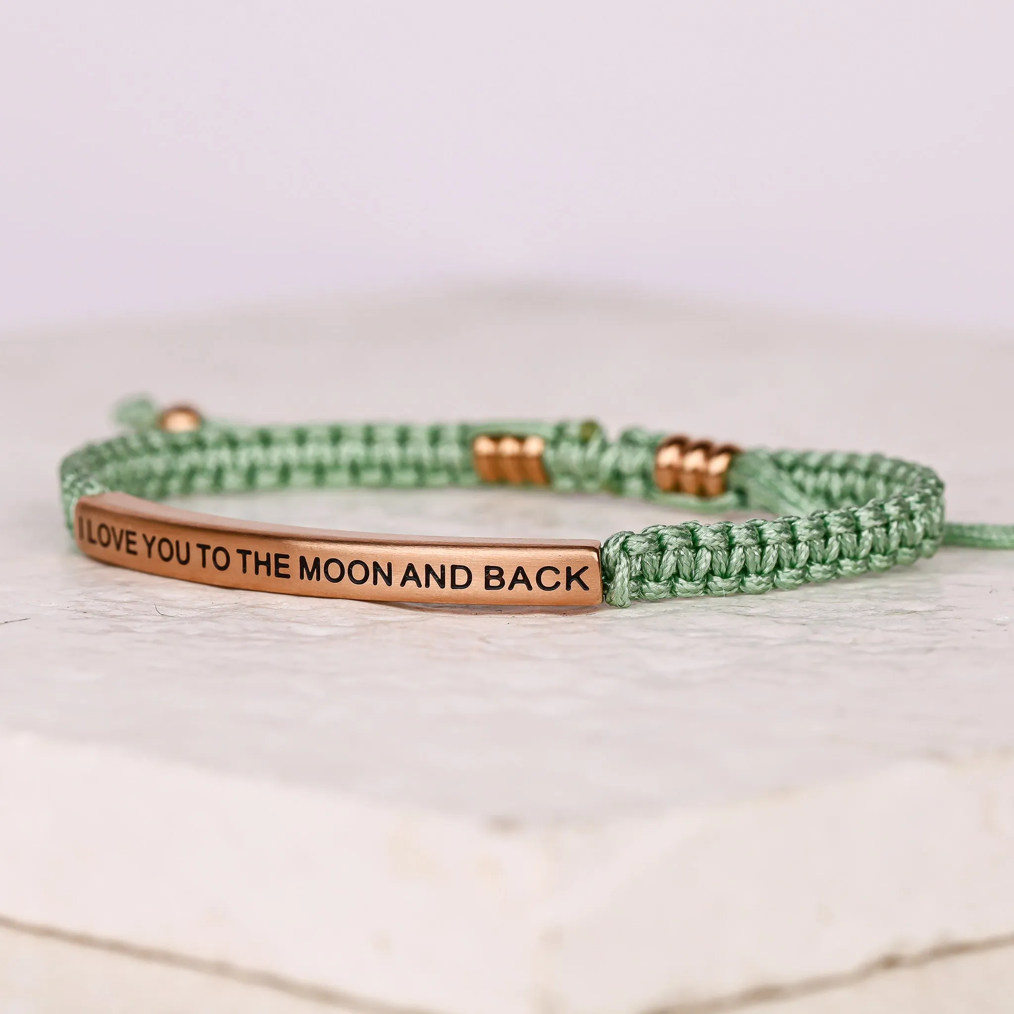 I LOVE YOU TO THE MOON AND BACK ROPE BRACELET
