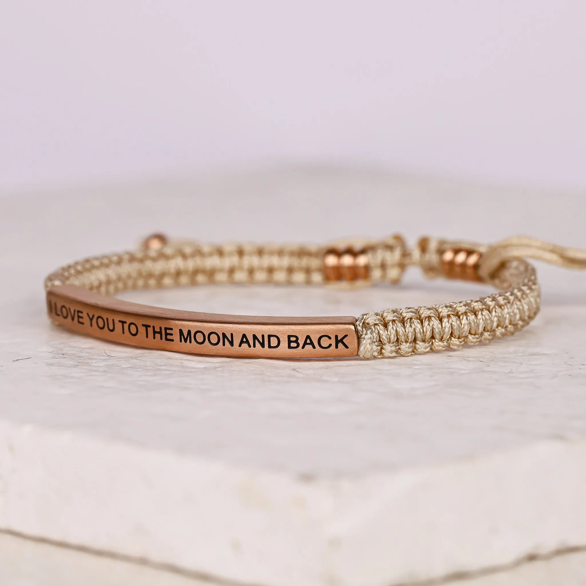I LOVE YOU TO THE MOON AND BACK ROPE BRACELET