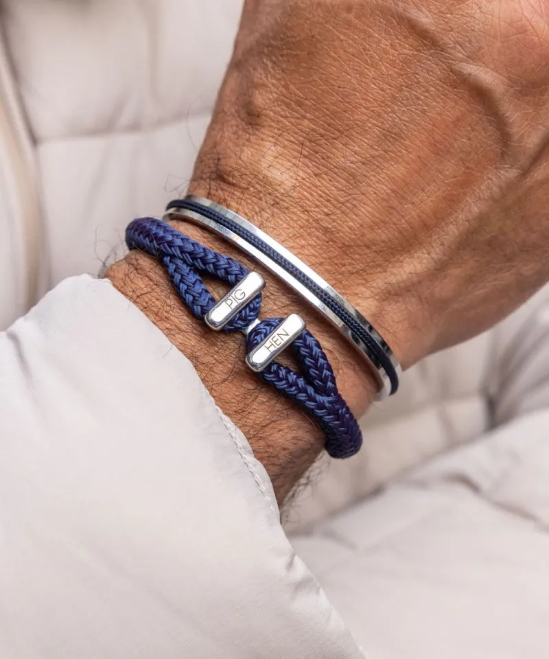 Icy Ike Rope Bracelet in Navy/Silver
