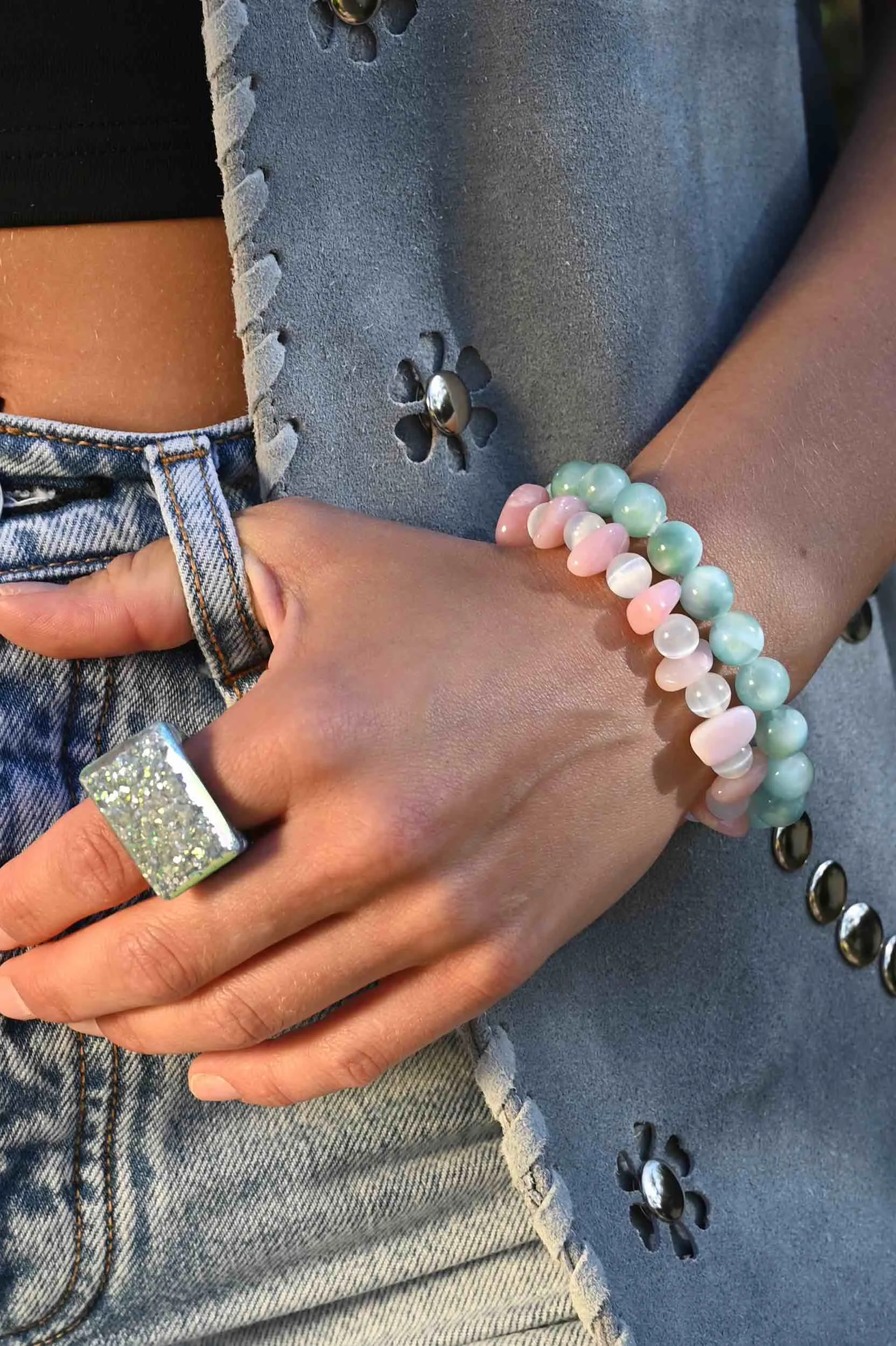 In My Heart Work Green Moonstone Bracelet