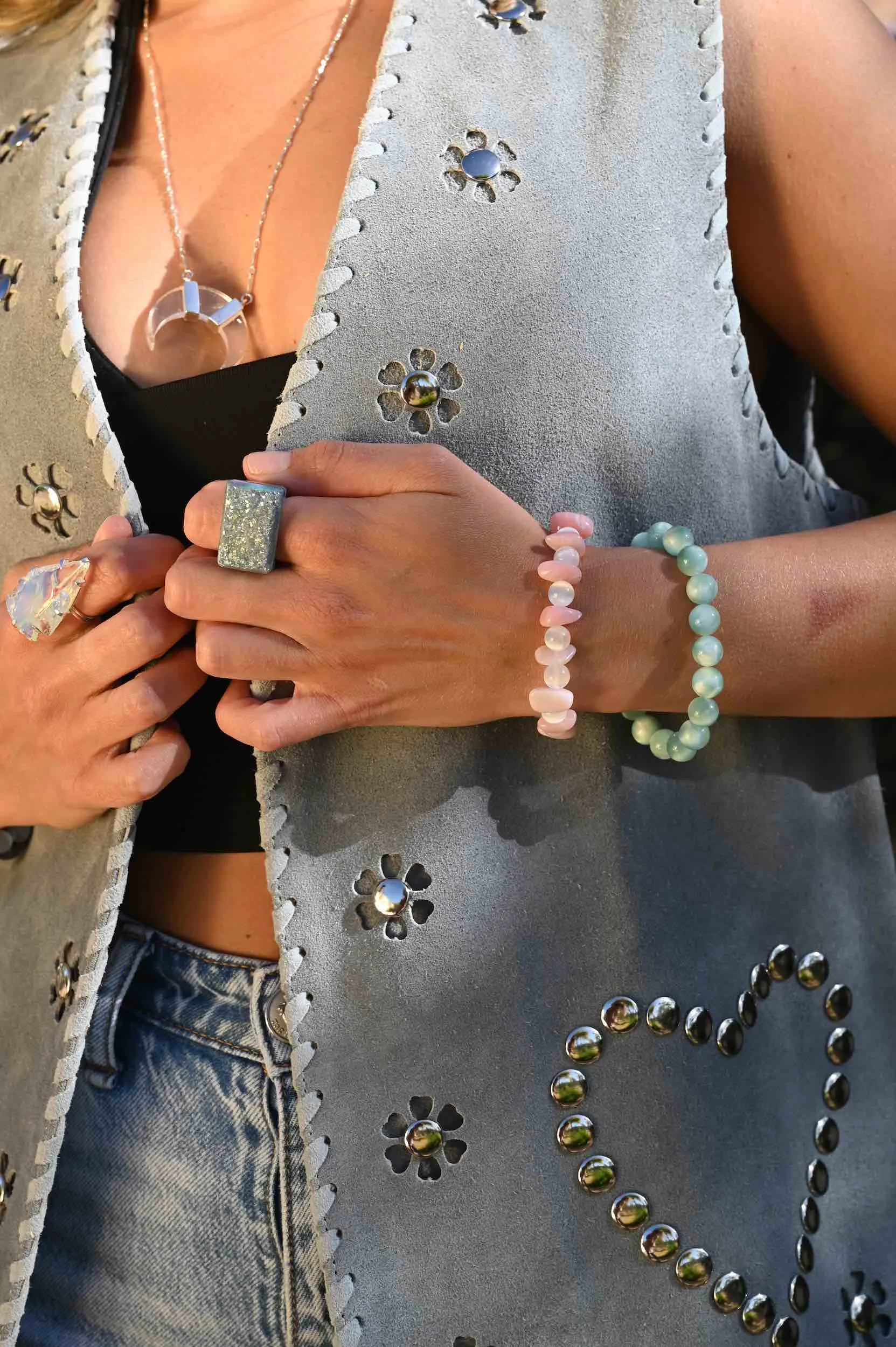 In My Heart Work Green Moonstone Bracelet