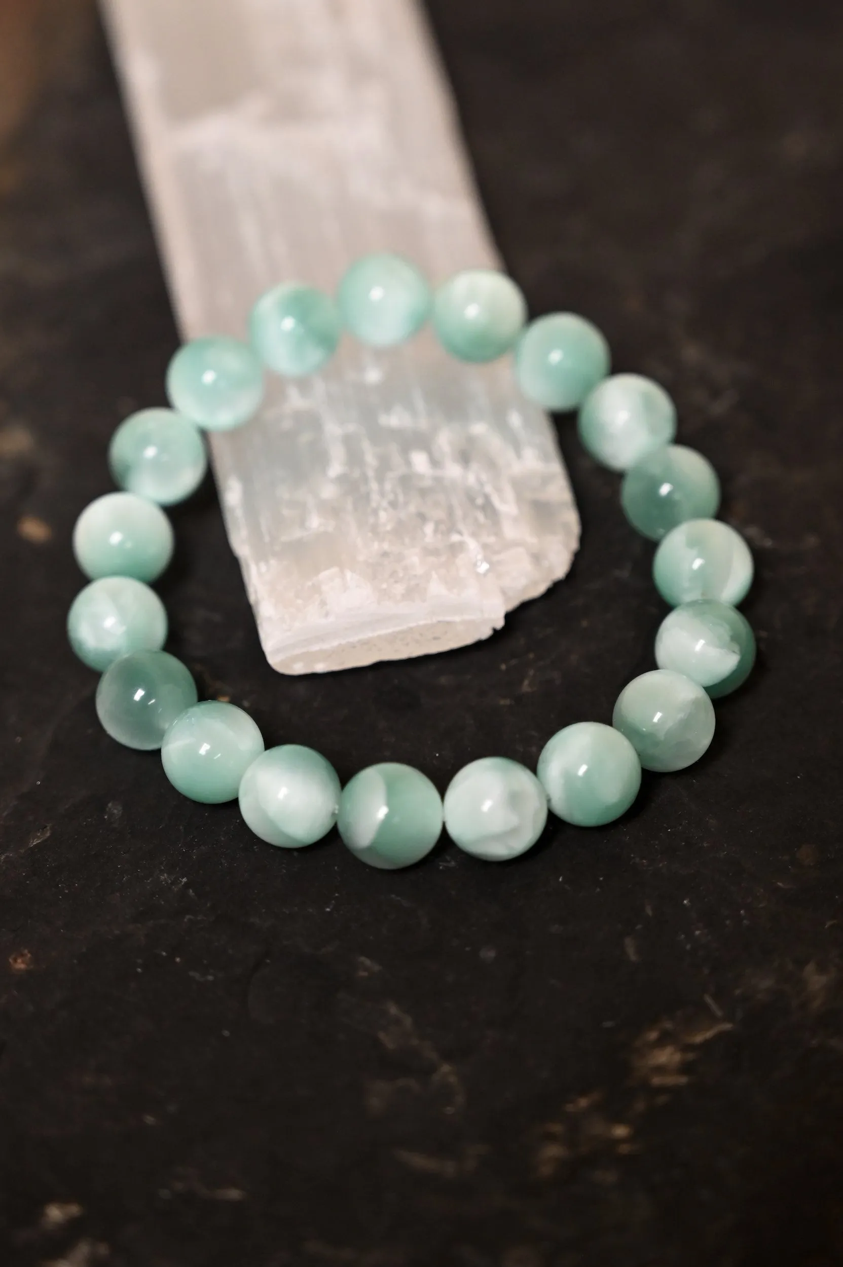 In My Heart Work Green Moonstone Bracelet