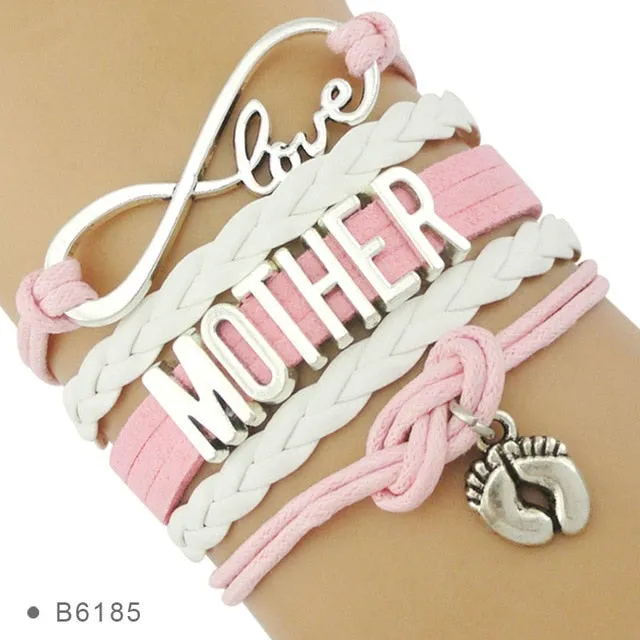 Infinity Love Family Mom Bracelets for Women Mother Baby Shower Mimi Children Bracelets for Father Papa Dad