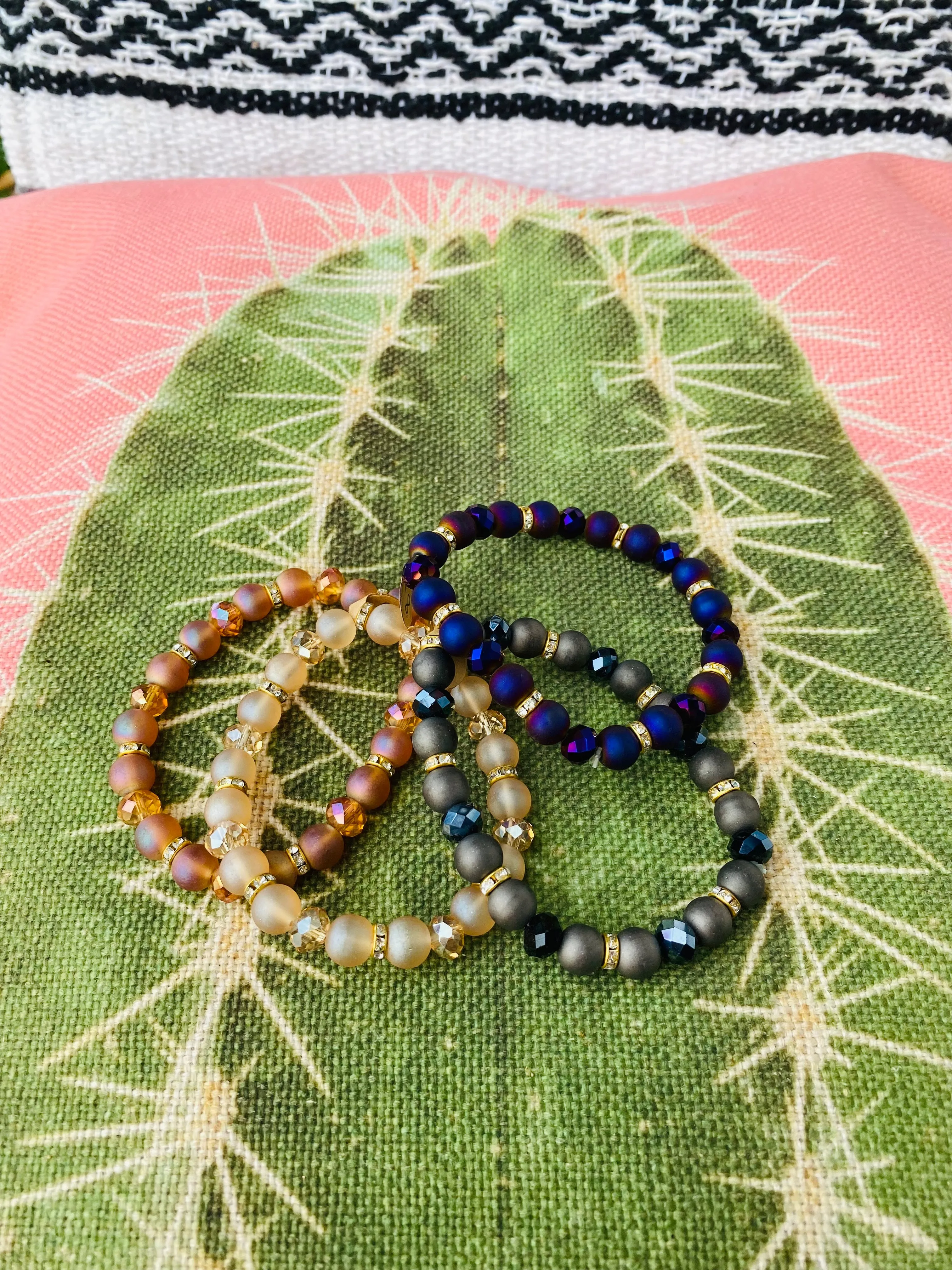 Iridescent Crystal Bead Bracelet