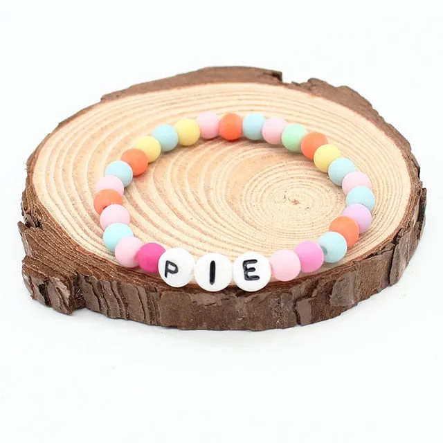 ISINYEE Fashion Colorful Resin Beads Bracelet Happy Smile Letter Bracelet For Kids Candy Color Rope Braided Jewelry Children Day