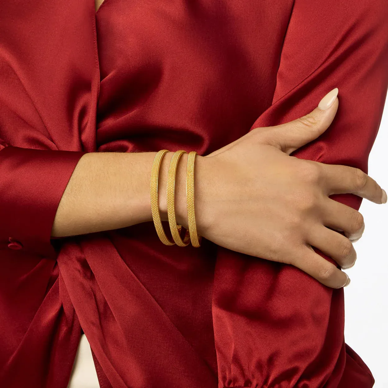 Julie Vos Beaded Eternity Bangle Gold Medium