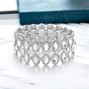 KAYLA - clear silver marquise stretch rhinestone bracelet