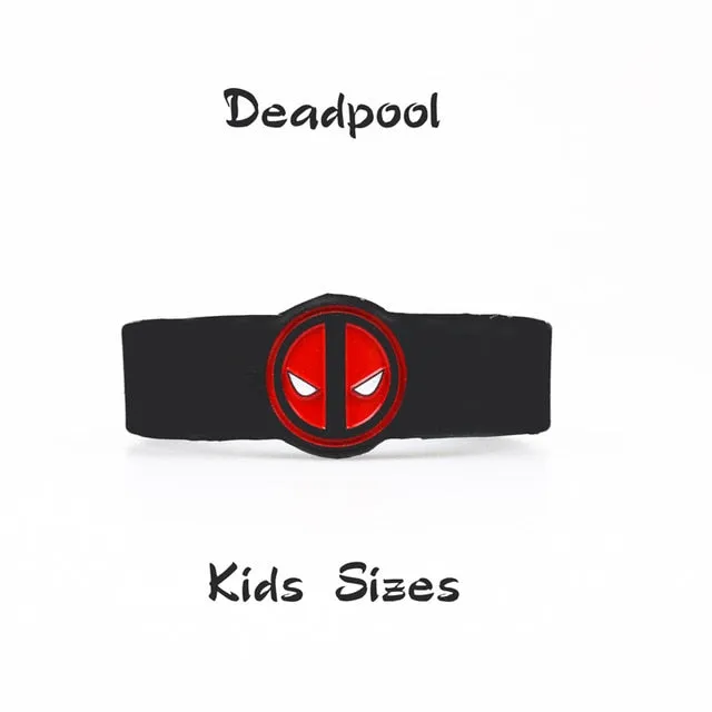 Kids Sizes Captain America Silicone Bracelets Wonder Woman Silicone Band Deadpool Suitable For Children Batman Popular Wristband