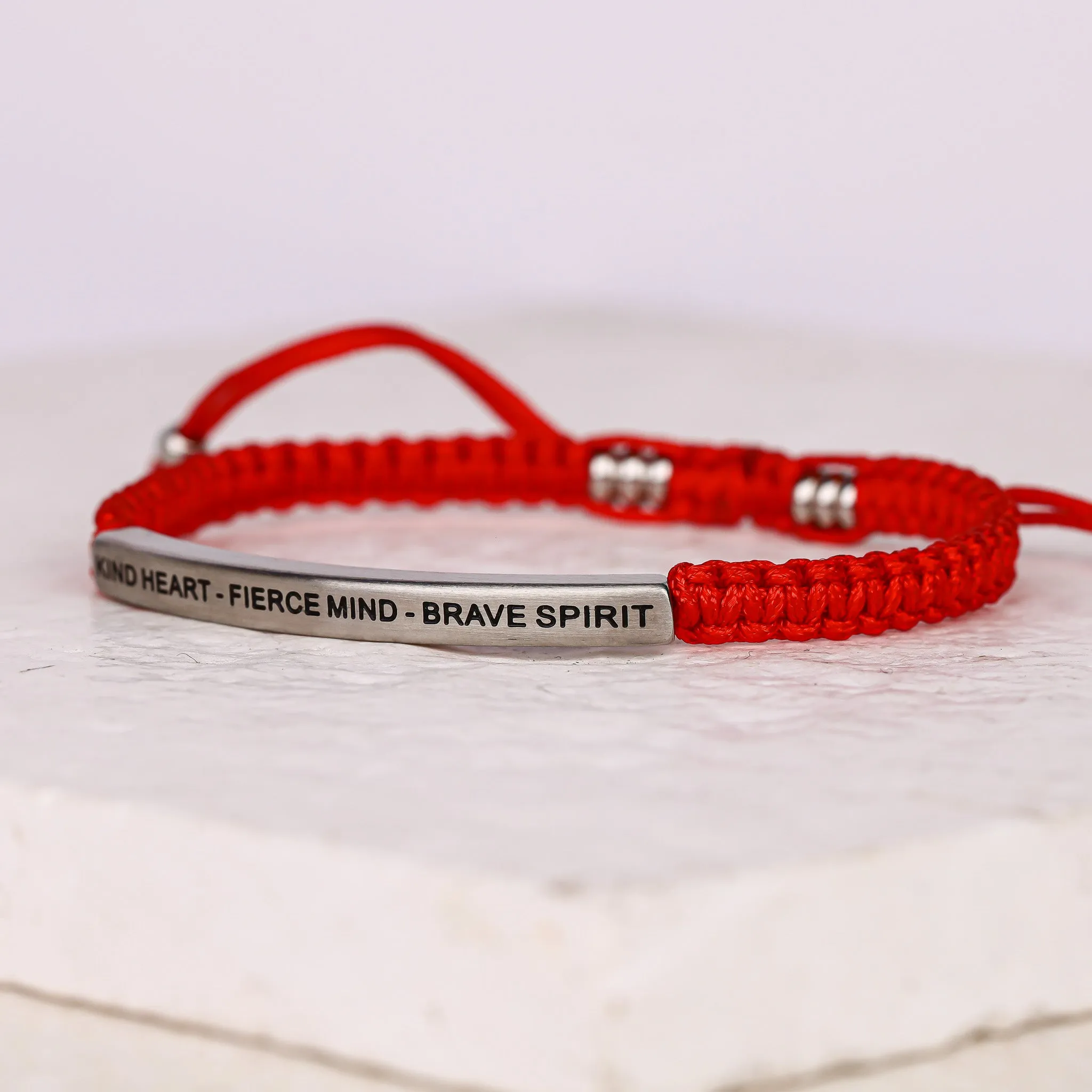 KIND HEART - FIERCE MIND - BRAVE SPIRIT ROPE BRACELET
