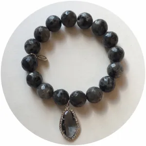 Labradorite with Pavé Grey Crystal Point Pendant