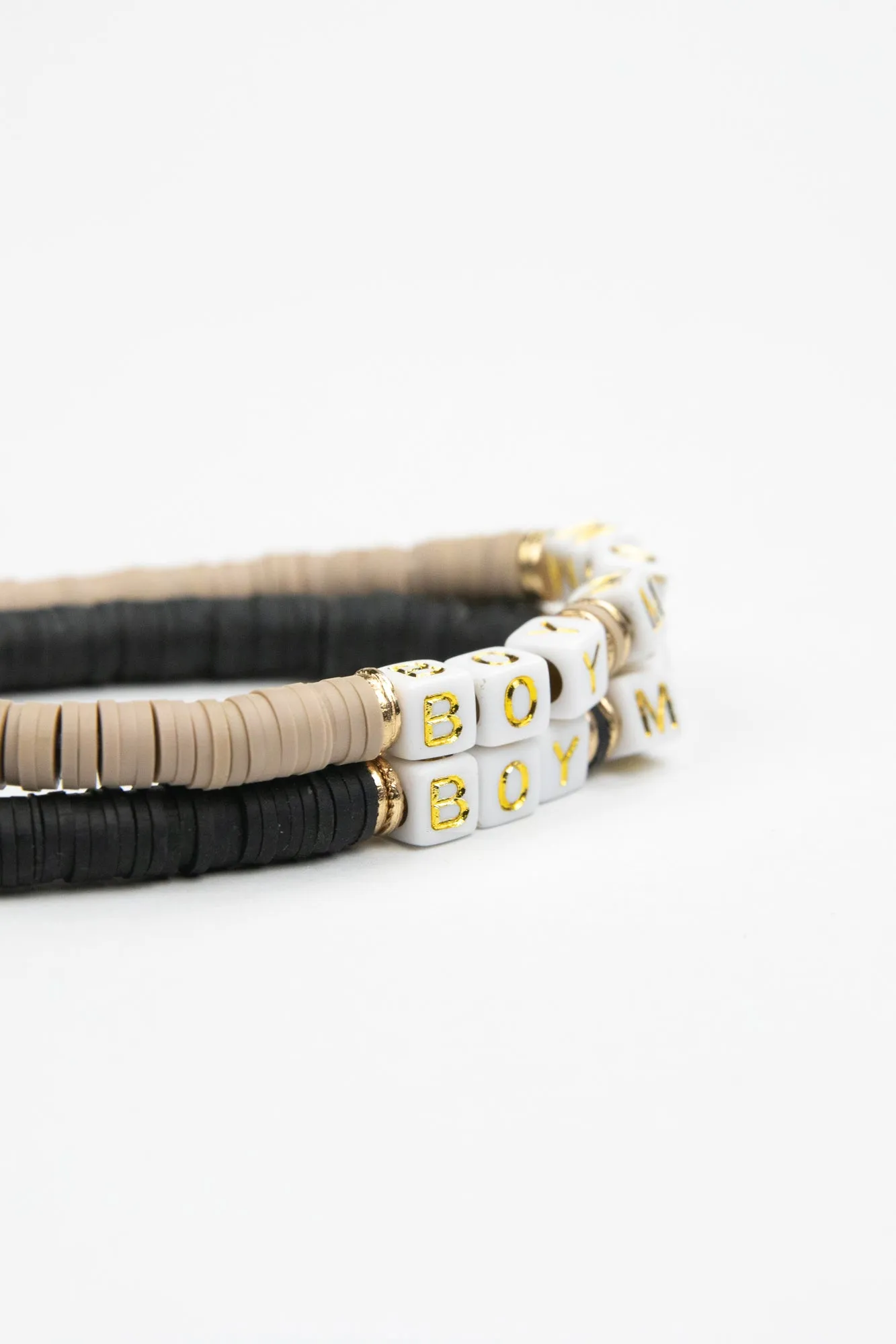 Le La Lo Boy Mom Tubular Beaded Bracelet Set - Ladies Black