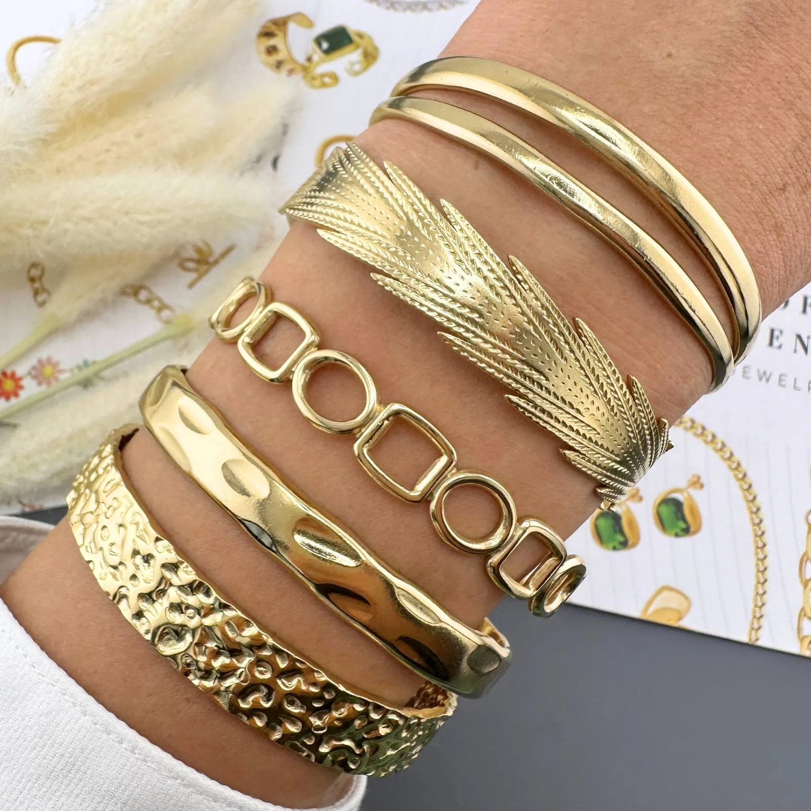 Leaf Fringe Statement Cuff – 18K Gold
