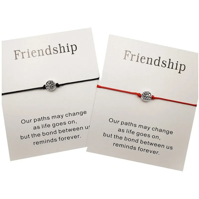 Life Tree Charm Bracelets for Women Men Children Lucky Red String Friendship Wish Bracelets Jewelry Gift Adjustable