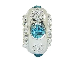 Ligh Blue Crystal  European Bead Compatible for Most European Snake Chain Charm Bracelet