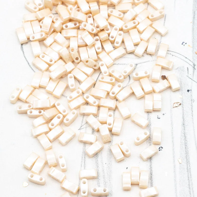 Light Caramel Ceylon Half Tila Beads