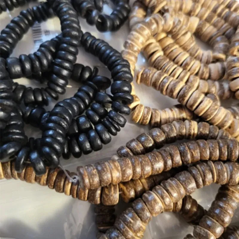 Louleur Natural Wooden Beads Buddhism Bijoux Round Coconut Shell Wood Loose Spacer Beads For DIY Bracelet Jewelry Making