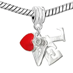 Love with Red Heart Charm Beads