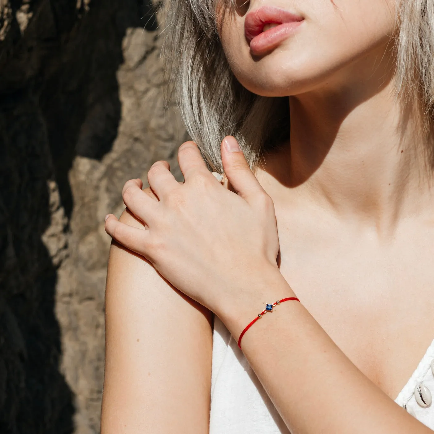 Lucky Blue Crystal Red String Protection Bracelet