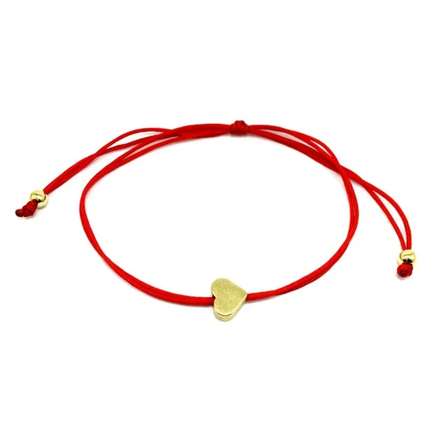 Lucky Wish Bracelet Golden Cross Heart Star Charm Cord Bracelet For Women Children Adjustable Handmade String Bracelet