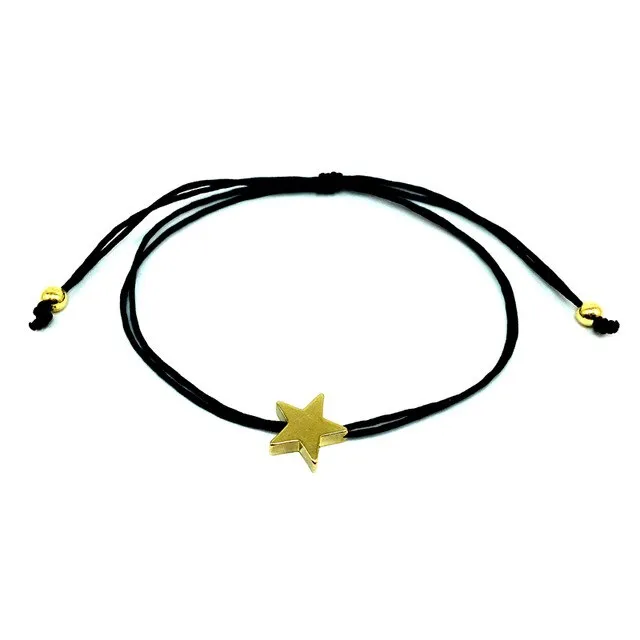 Lucky Wish Bracelet Golden Cross Heart Star Charm Cord Bracelet For Women Children Adjustable Handmade String Bracelet