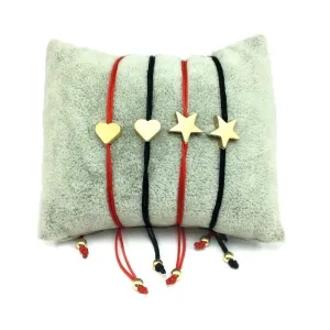 Lucky Wish Bracelet Golden Cross Heart Star Charm Cord Bracelet For Women Children Adjustable Handmade String Bracelet