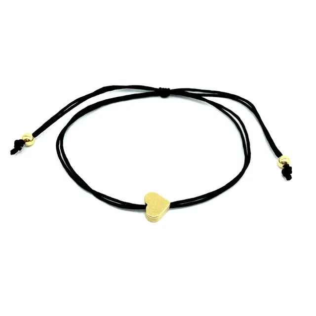 Lucky Wish Bracelet Golden Cross Heart Star Charm Cord Bracelet For Women Children Adjustable Handmade String Bracelet