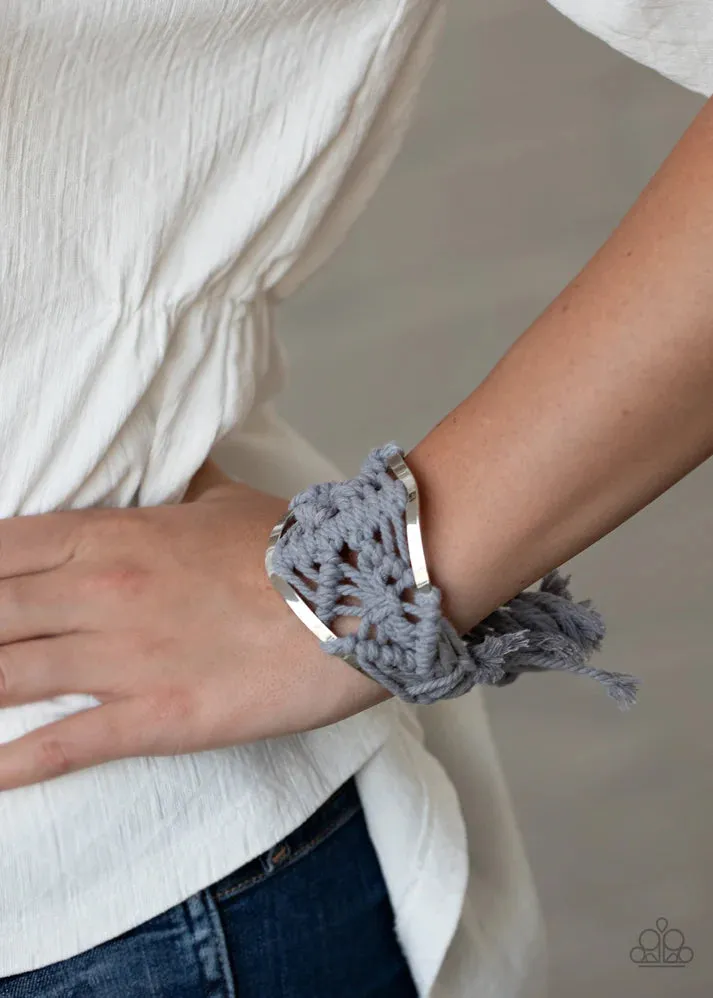 Macrame Mode - Silver (Gray Macrame')Bracelet