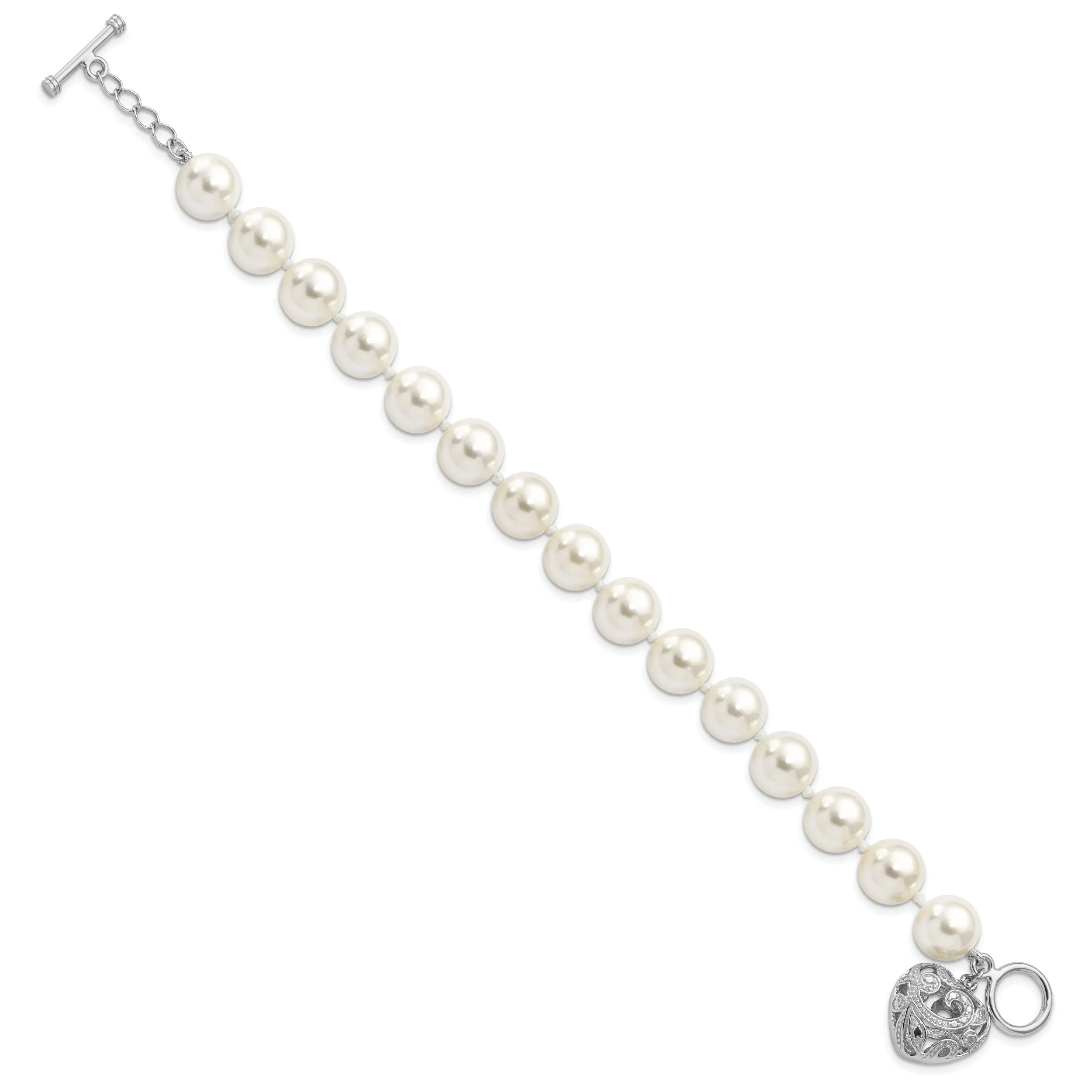 Majestik White Shell Pearl with Heart Bracelet