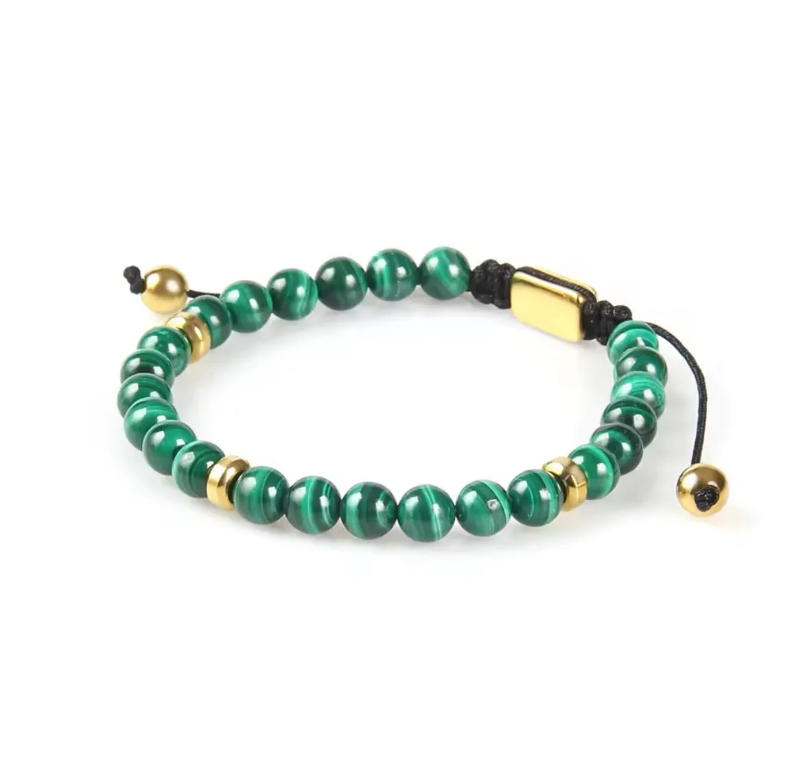Malachite Stone & Gold Beads Bracelet