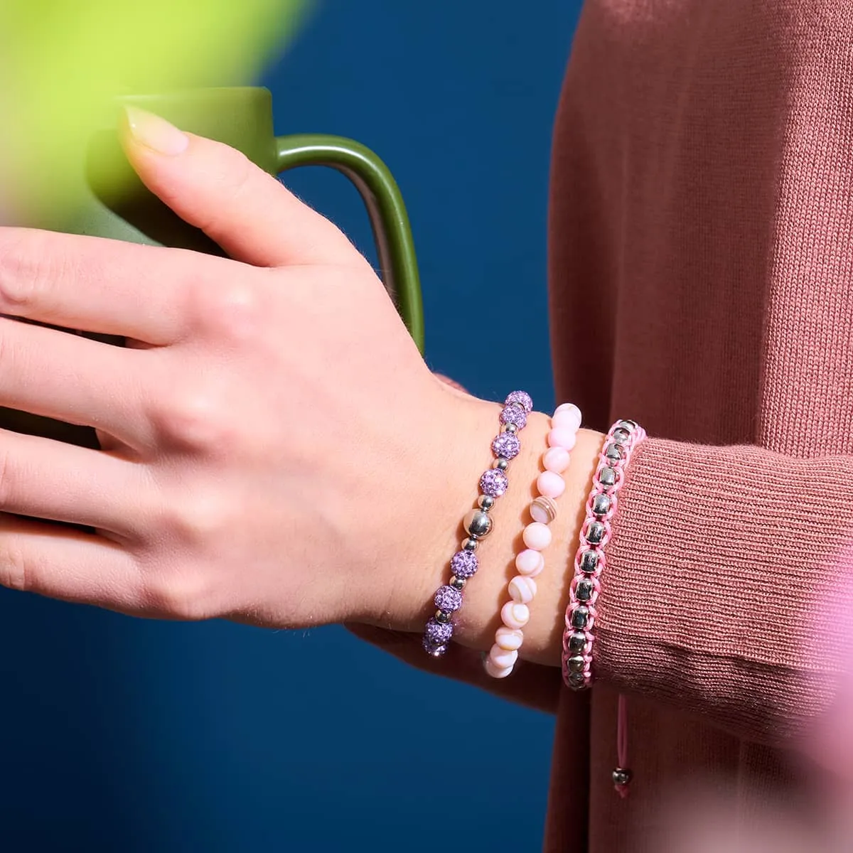 Marbled Blush x Silver | Abalone Bracelet