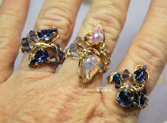 Marcella Crystal Bypass Ring, DIY Wire Wrap Crystal Ring, Bypass Ring Pattern