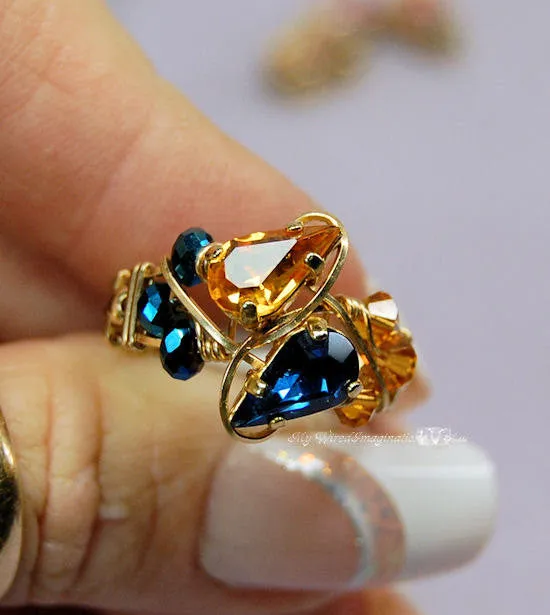 Marcella Crystal Bypass Ring, DIY Wire Wrap Crystal Ring, Bypass Ring Pattern
