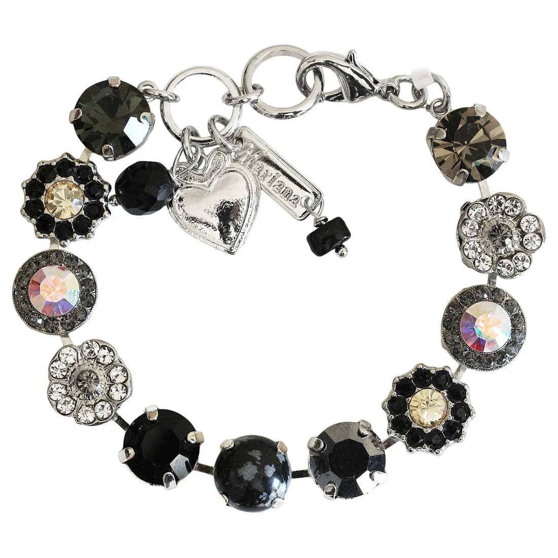 Mariana "Adeline" Rhodium Plated Lovable Rosette Crystal Bracelet, 4084 M1094ro