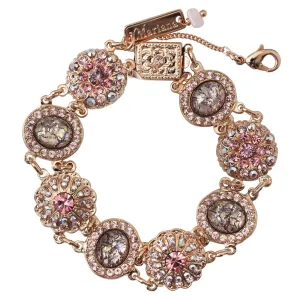 Mariana "Flamingo" Rose Gold Plated Oval Floral Statement Crystal Bracelet, 4054/1 319rg