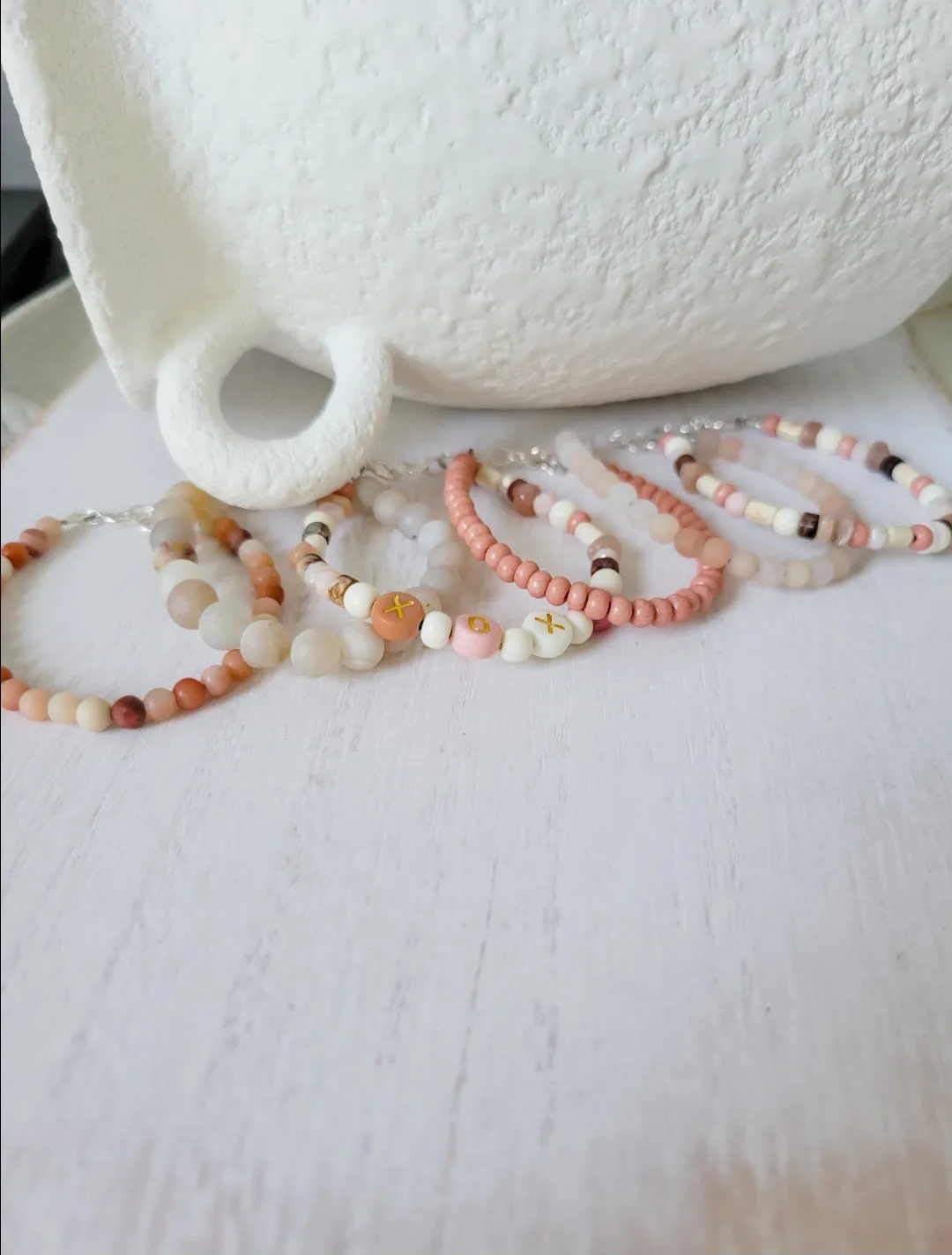 Mauve & Cream Girls Bracelet Stacking Set - Set of 3 or Each