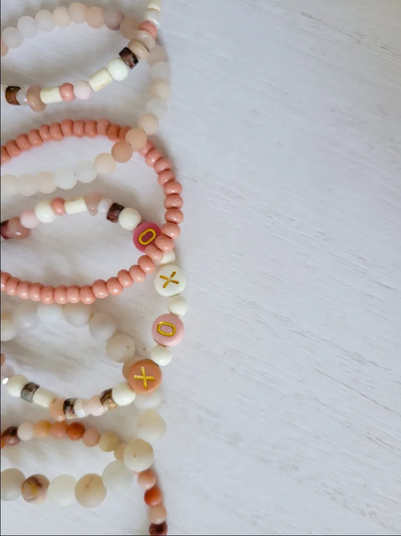 Mauve & Cream Girls Bracelet Stacking Set - Set of 3 or Each