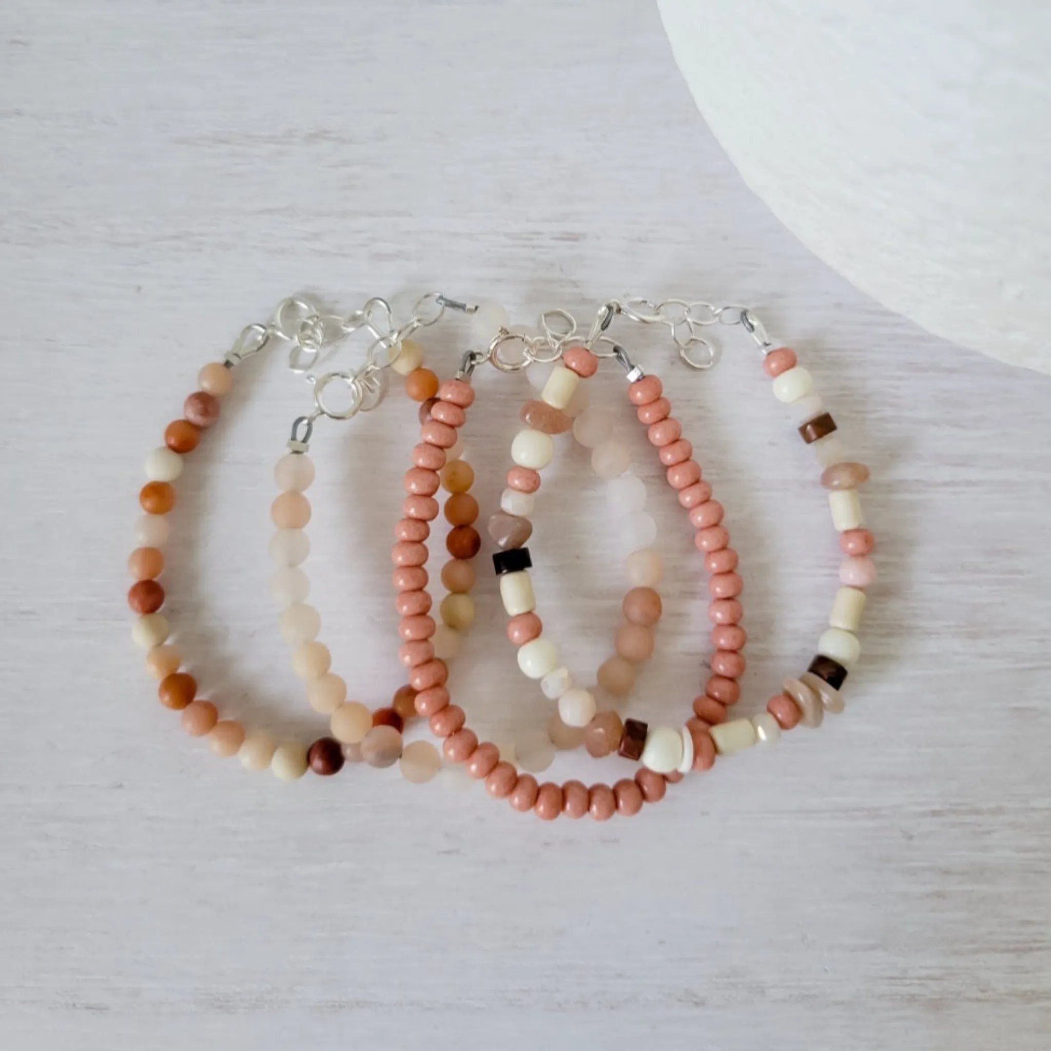 Mauve & Cream Girls Bracelet Stacking Set - Set of 3 or Each