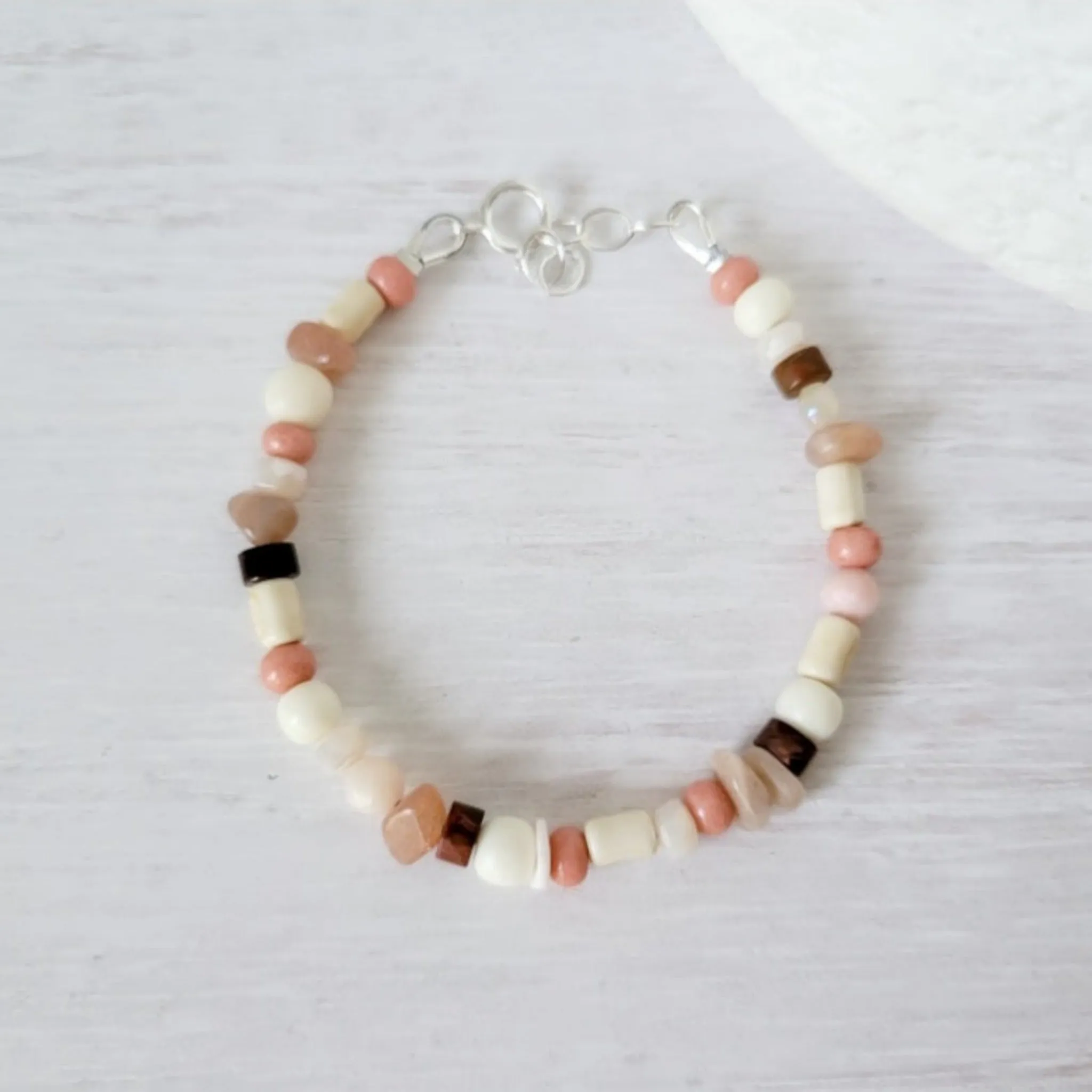Mauve & Cream Girls Bracelet Stacking Set - Set of 3 or Each
