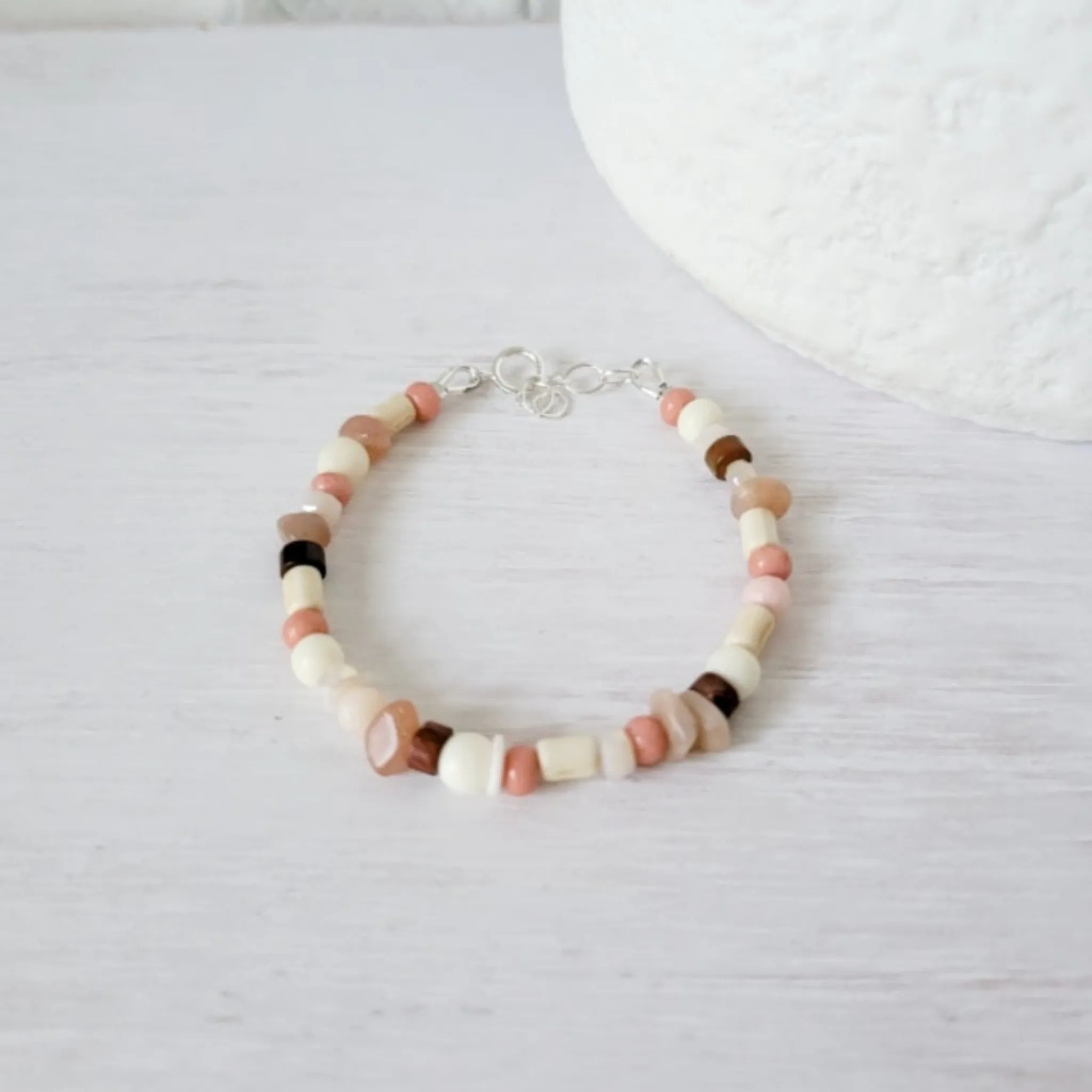 Mauve & Cream Girls Bracelet Stacking Set - Set of 3 or Each