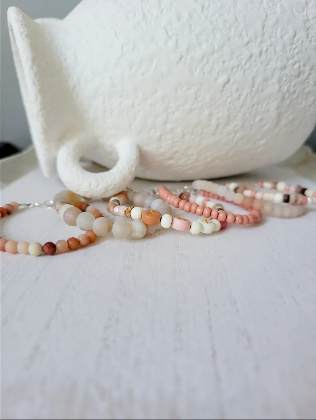 Mauve & Cream Girls Bracelet Stacking Set - Set of 3 or Each