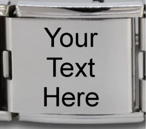 Megalink Engraved Italian Charm, joins 2x 9mm bracelets