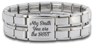 Megalink Engraved Teacher Italian Charm Bracelet 3
