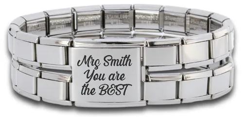 Megalink Engraved Teacher Italian Charm Bracelet 3