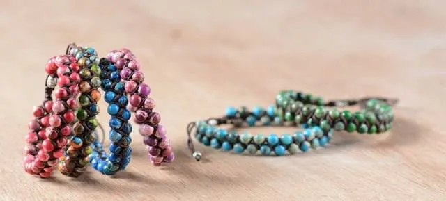 Men Bracelet Cool Natural Stone Beads Braided Cuff