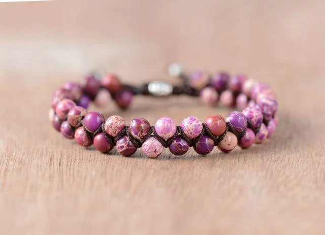 Men Bracelet Cool Natural Stone Beads Braided Cuff