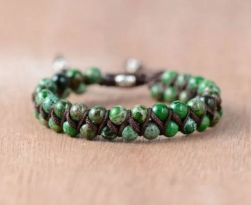 Men Bracelet Cool Natural Stone Beads Braided Cuff