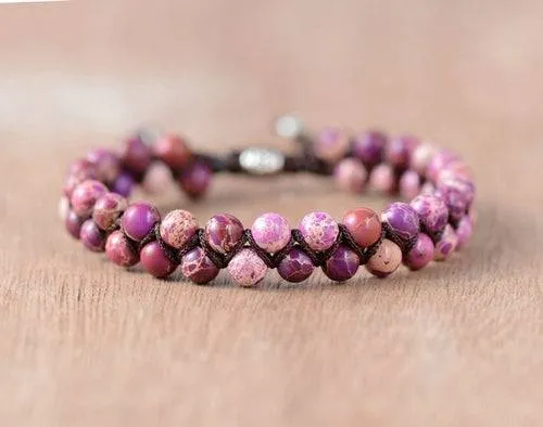 Men Bracelet Cool Natural Stone Beads Braided Cuff